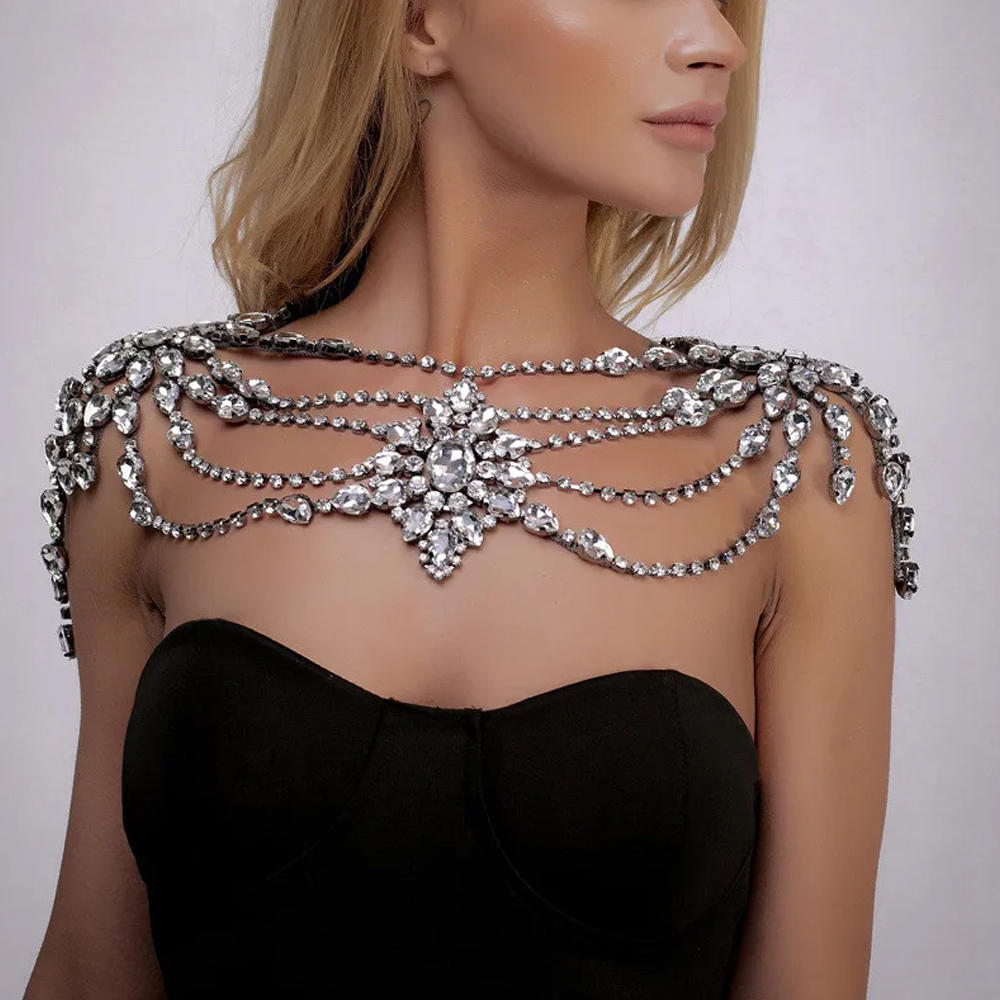 Body Jewelry Retainers - Boho Kristal Bruids Schouderketting Porm Lingerie