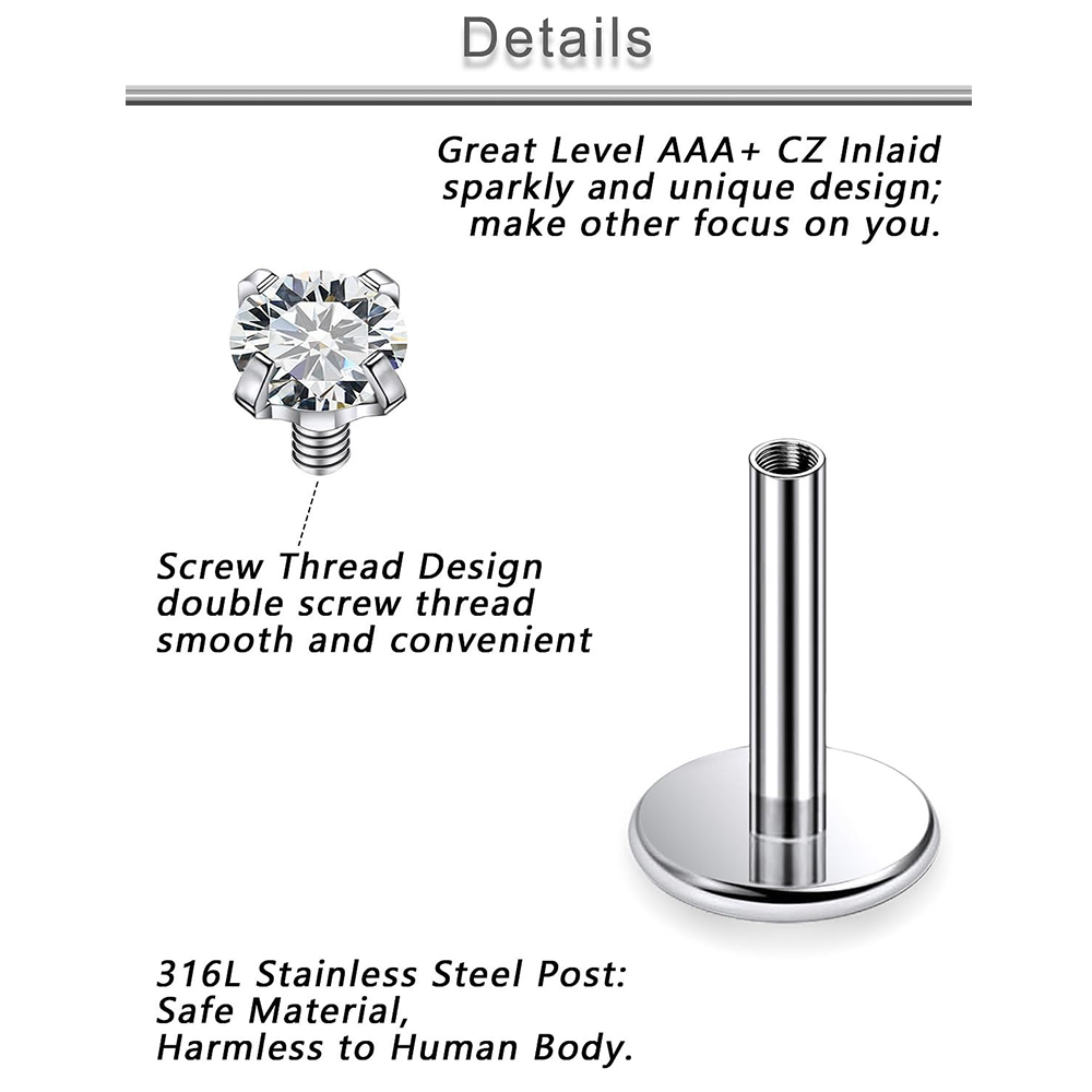 13 STKS Labret Piercing Set Ch - Body Jewelry Surgical Steel recensie en prijs