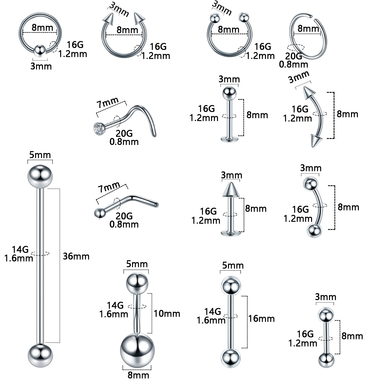 Body Piercing Chirurgisch Staa - Body Jewelry Surgical Steel recensie en prijs